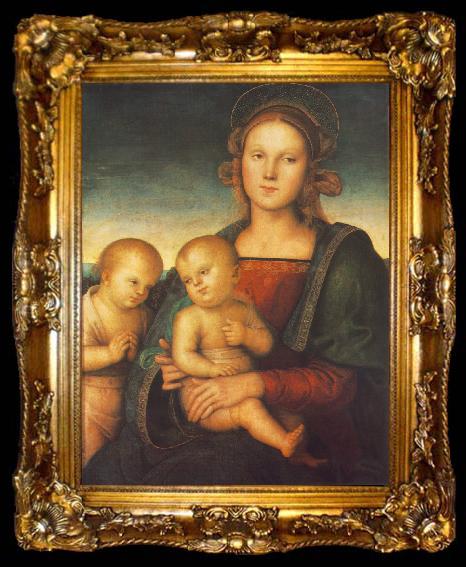 framed  PERUGINO, Pietro Madonna with Child and Little St John af, ta009-2